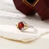 New Natural Spar Ring S925 Sterling Silver Ring Women's Two-color Gold-plated High-end Design Fashion Retro Jewelry Gift