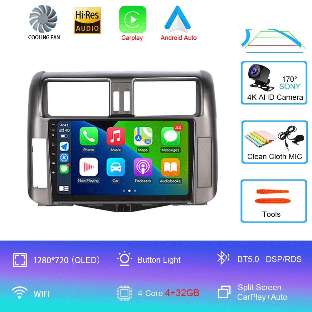 For Toyota Prado 2010-2013 Android 14 2din Car Radio Carplay Auto Stereo Radio GPS Navigation 4G WIFI DSP