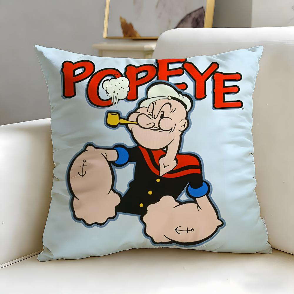 Classic Cartoon Popeye the Sailor Cushion Cover Soft  EasyWash Pillow Case  Versatile for Couch Bed Travel and Office