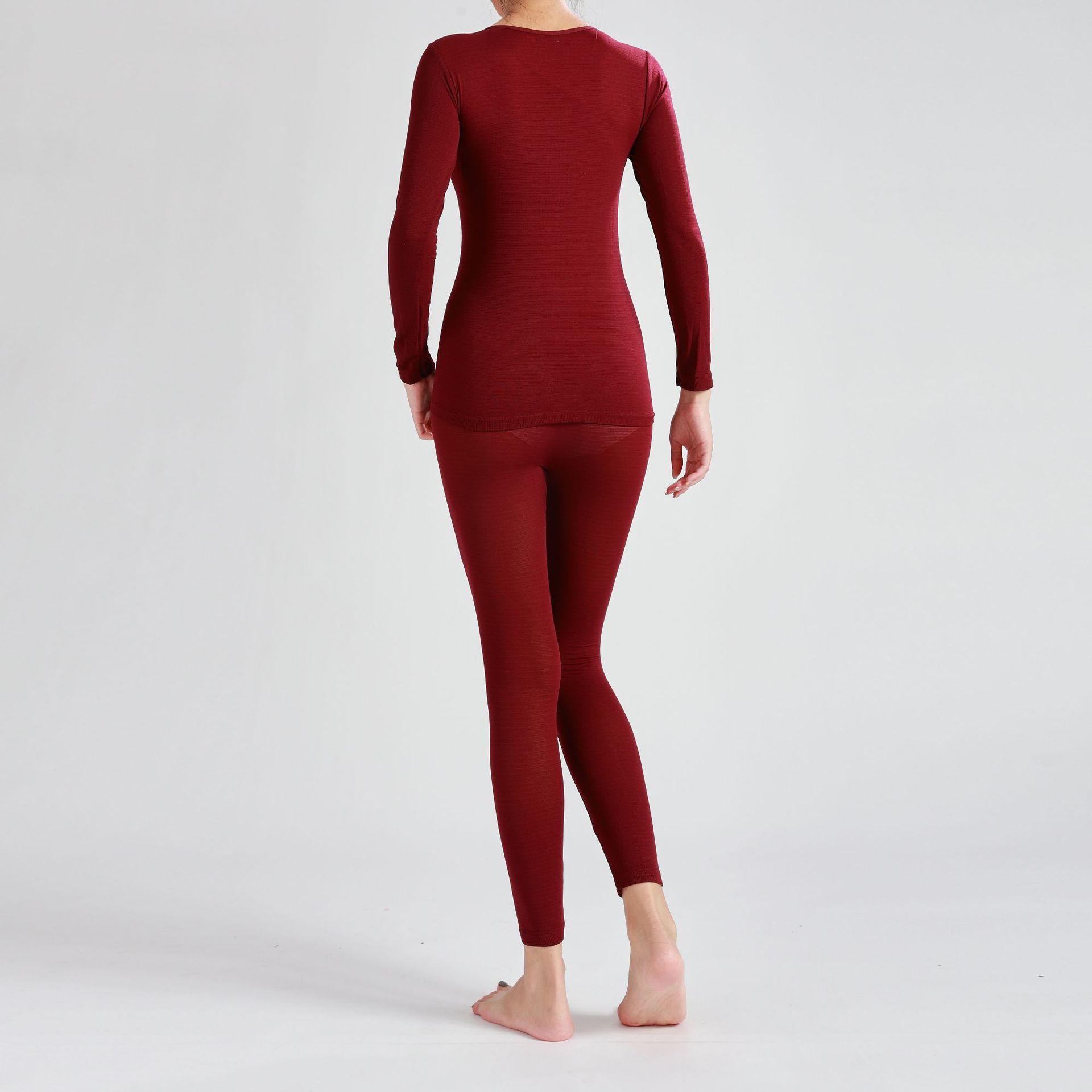 

Комплект термобелья с постоянной температурой 37 градусов, ультратонкое облегающее белье и брюки One Size винный