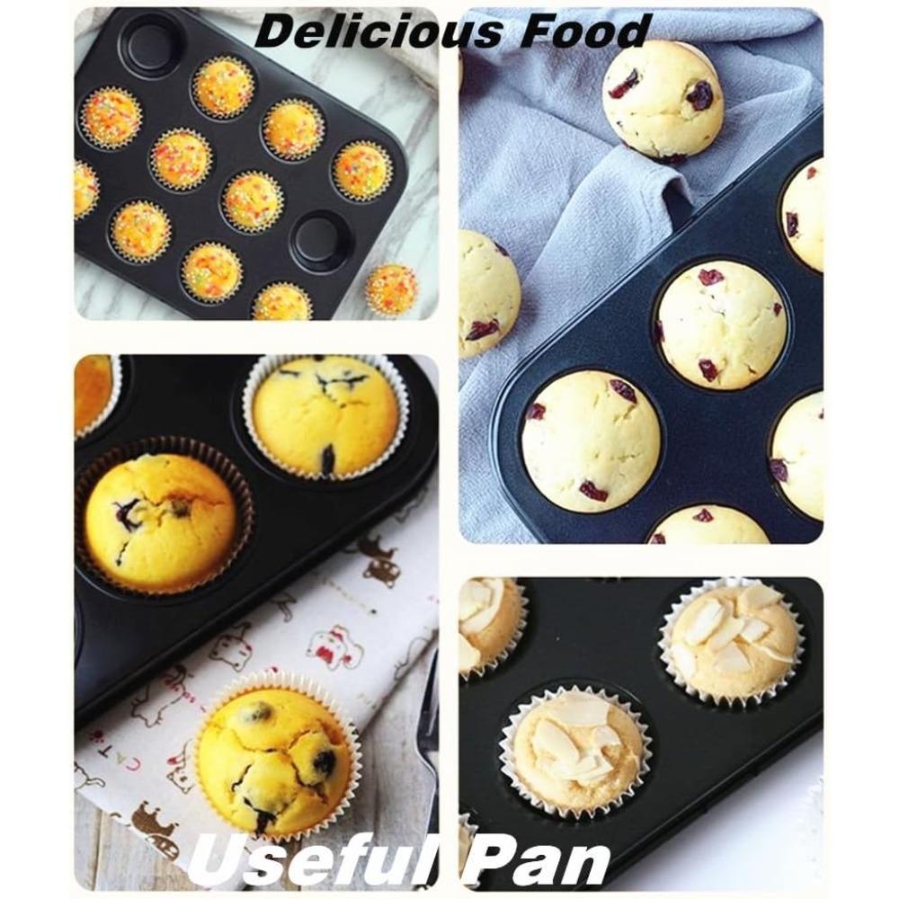 Nonstick Muffin Pan 6 or 12 Cups Cupcake Pan Brownie Egg Bites Cake Pan Carbon Steel Bakeware for Oven Baking Cake Mold