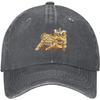 Casquette de Baseball Danse du Lion Style Denim Lavé Vintage Casquette Papa Adulte Protection Solaire