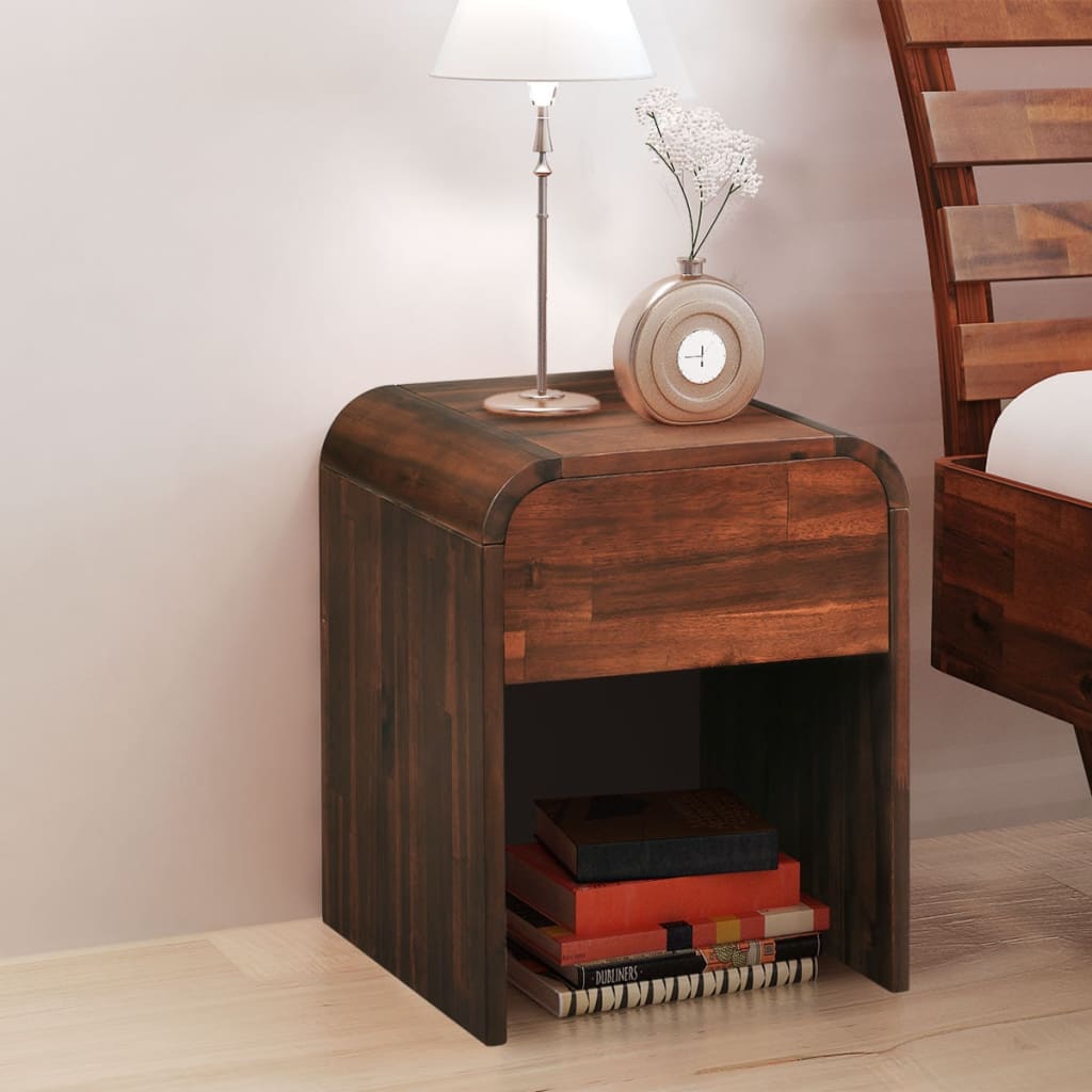 Bedside Tables Nightstand 41.5X42x52 Cm Solid Acacia Wood