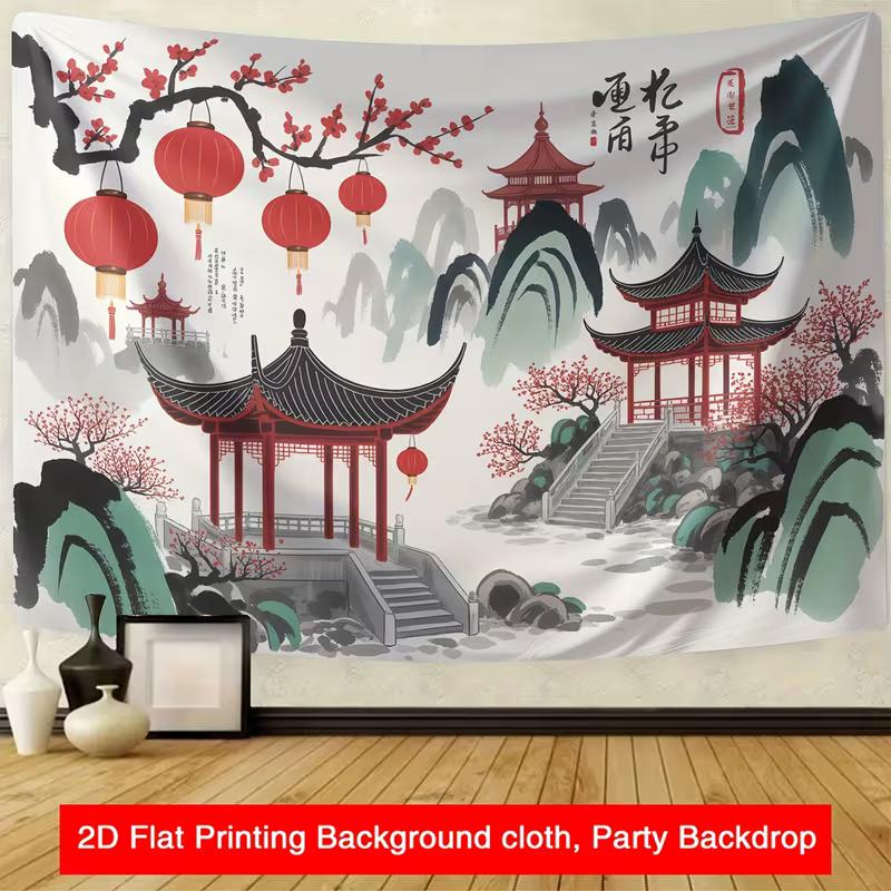 2D Chinese Garden Art Backdrop Premium Quality Printed Cultural Party Banner