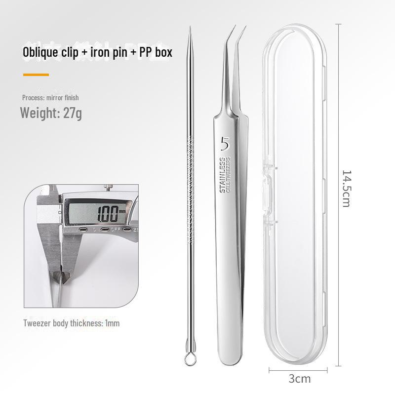 Stainless Steel Acne Needle & Blackhead Tweezers Set