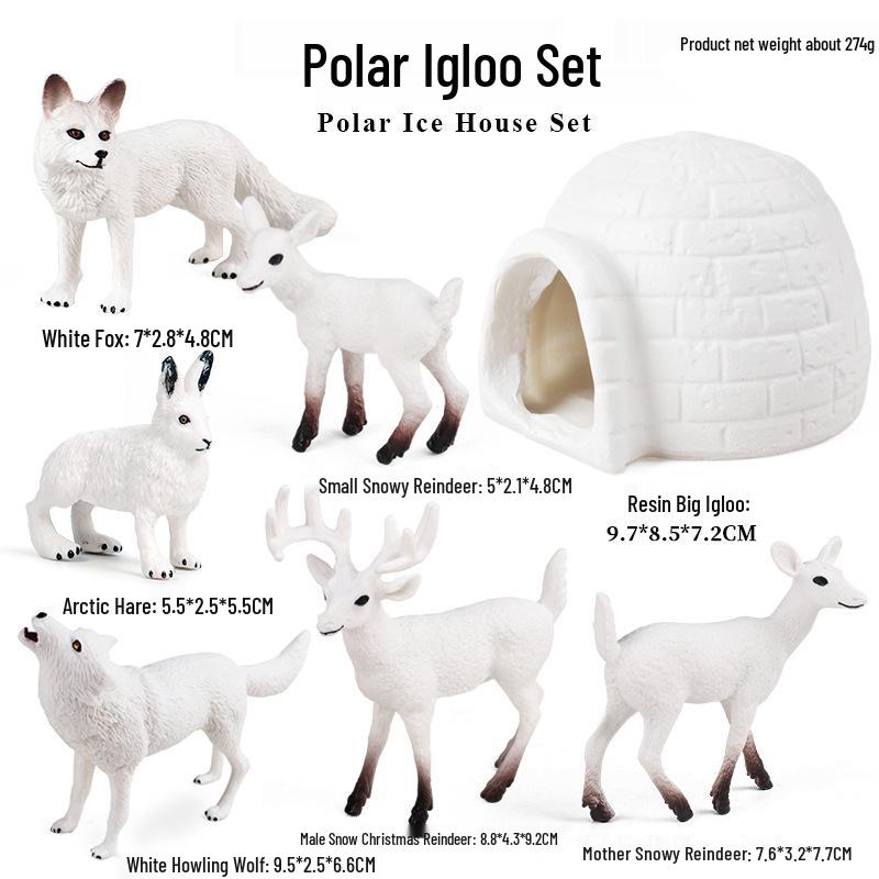 Polar Wildlife Animal Model Toy Set: Polar Bear & Penguin