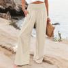 European & American High-Waisted Loose Summer Casual Wide-Leg Trousers for Women - Cotton Linen