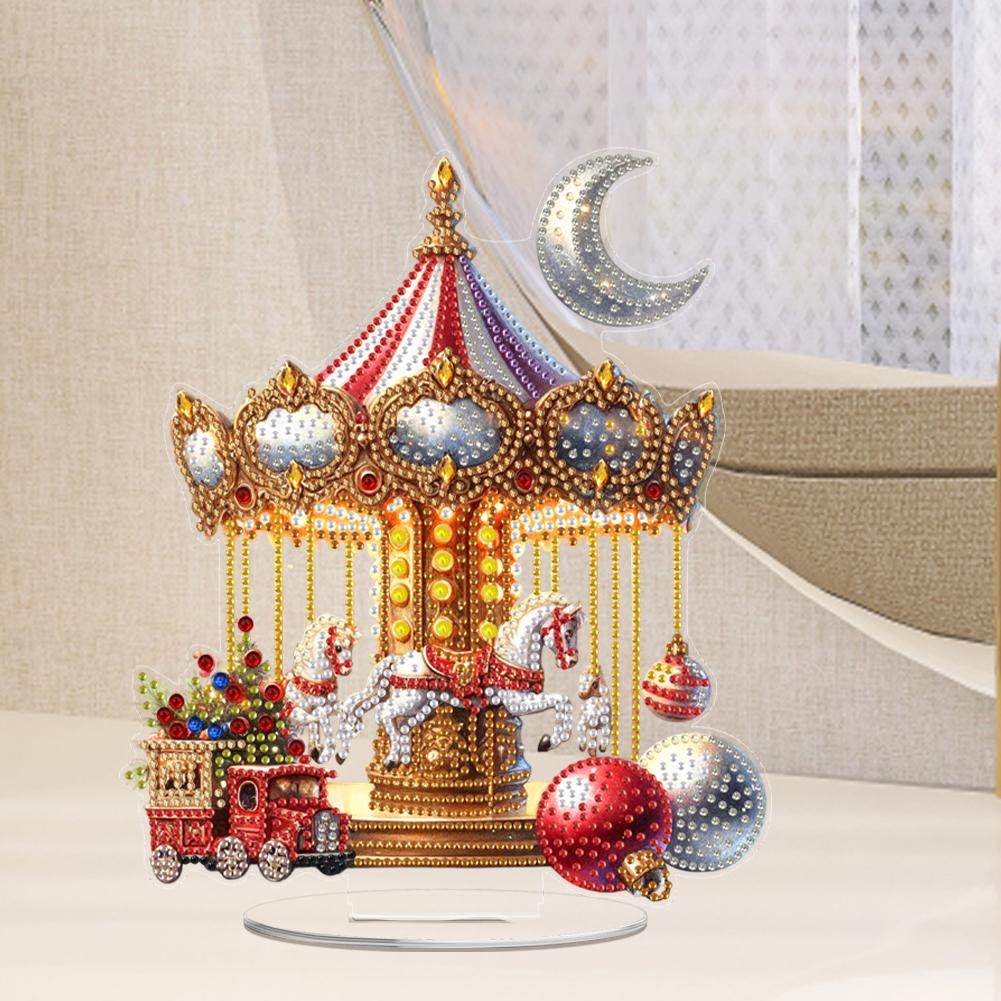 2D Flat Print Xmas DIY Diamond Painting Tabletop Ornaments Kit 5D DIY Diamond Art Tabletop Decorations Bedroom Table Decoration