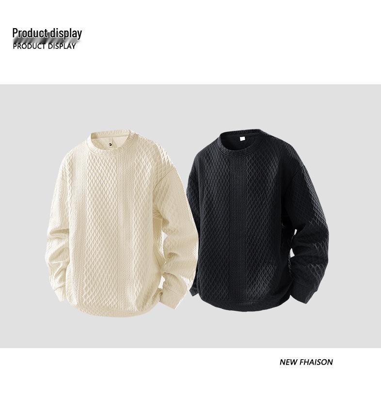 Men's Trendy Jacquard Hoodie: Spring/Autumn Long Sleeve Loose Fit Pullover