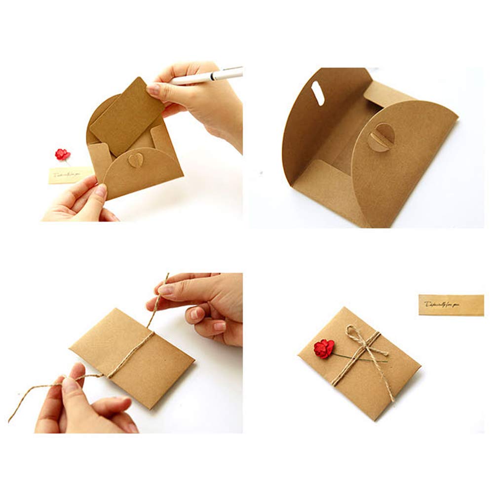 5Pcs Vintage Dried Flowers Greeting Card Handmade Blank Note Card Thank You Cards with Envelopes Wedding Party Invitation Card