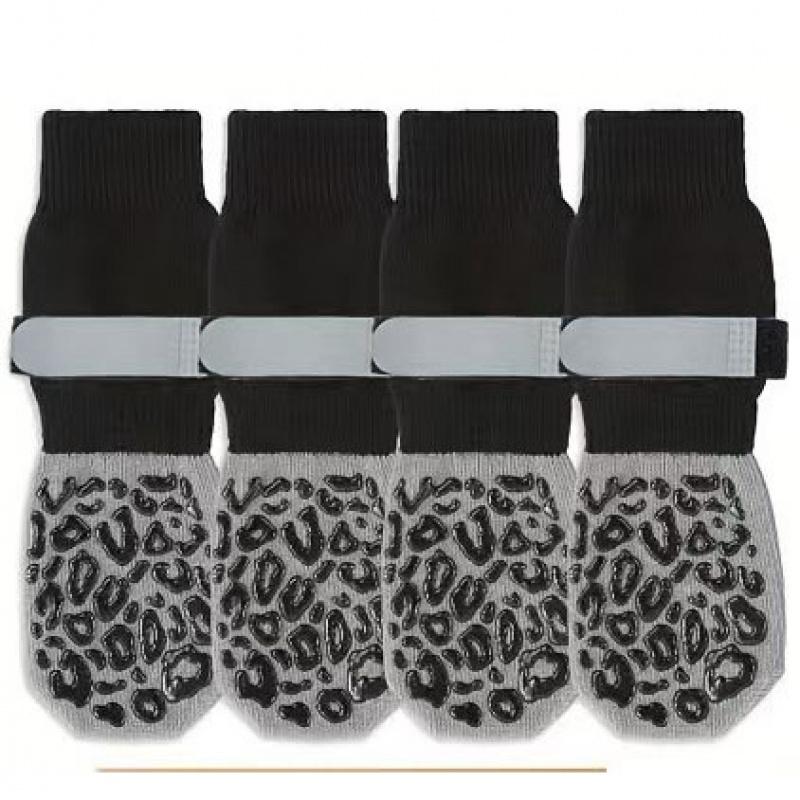 4er-Pack rutschfeste Hundesocken verhindern das Lecken und Beißen auf harte Holzböden. Starker Halt, Pfotenschutz, kratzfest, doppelseitig.