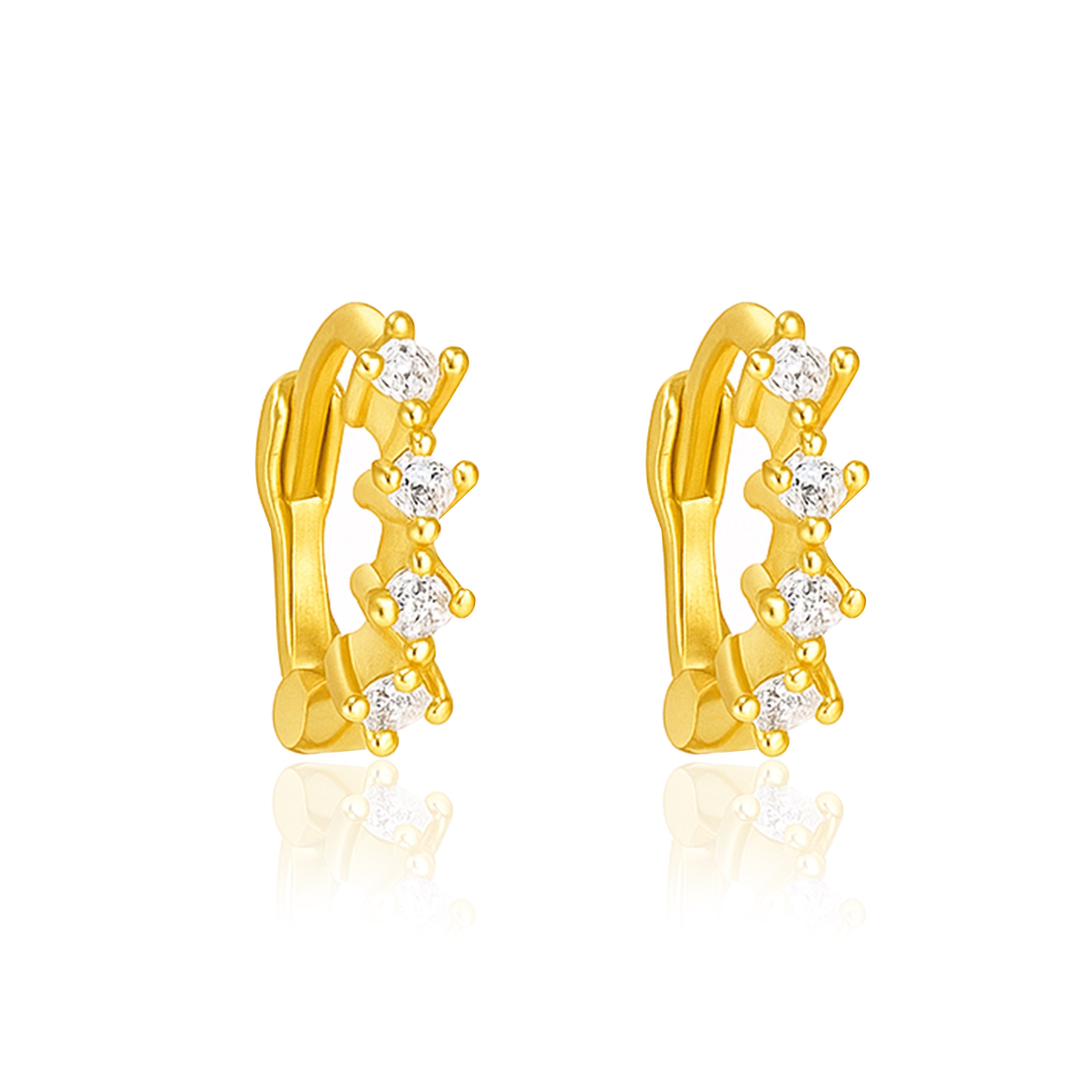 Mini Hoop Earrings - 925 Sterling Silver Yellow Plated