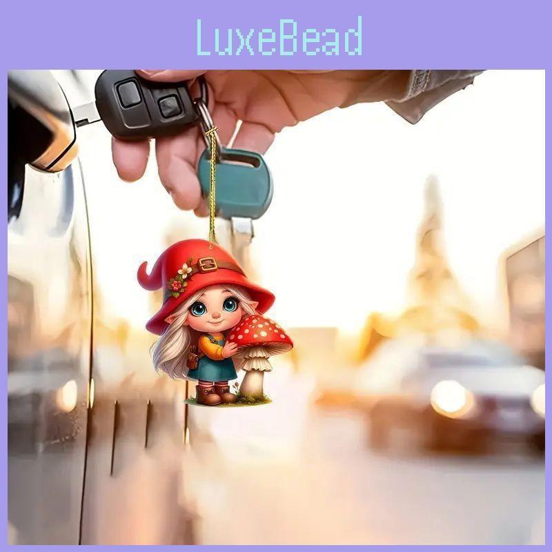 Acrylic Car Little Red Riding Mushroom Girl Keychain Pendant Vehicle Interior