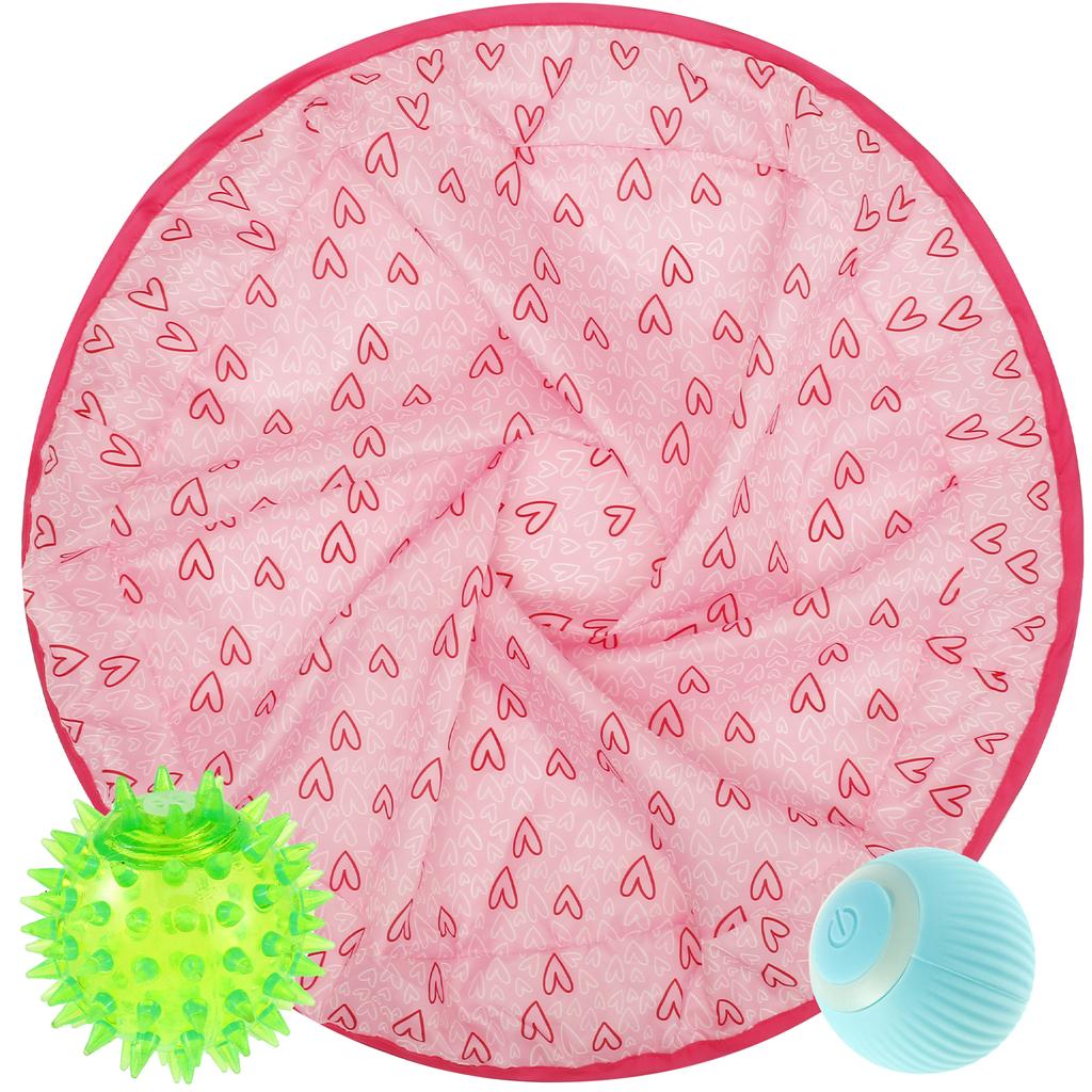 Automatic Cat Toys Cat Hunting Toy Mat Electric Motion Moving Bouncing Roll Ball Funny Interactive Toy with Elastic Ball 2 Mode