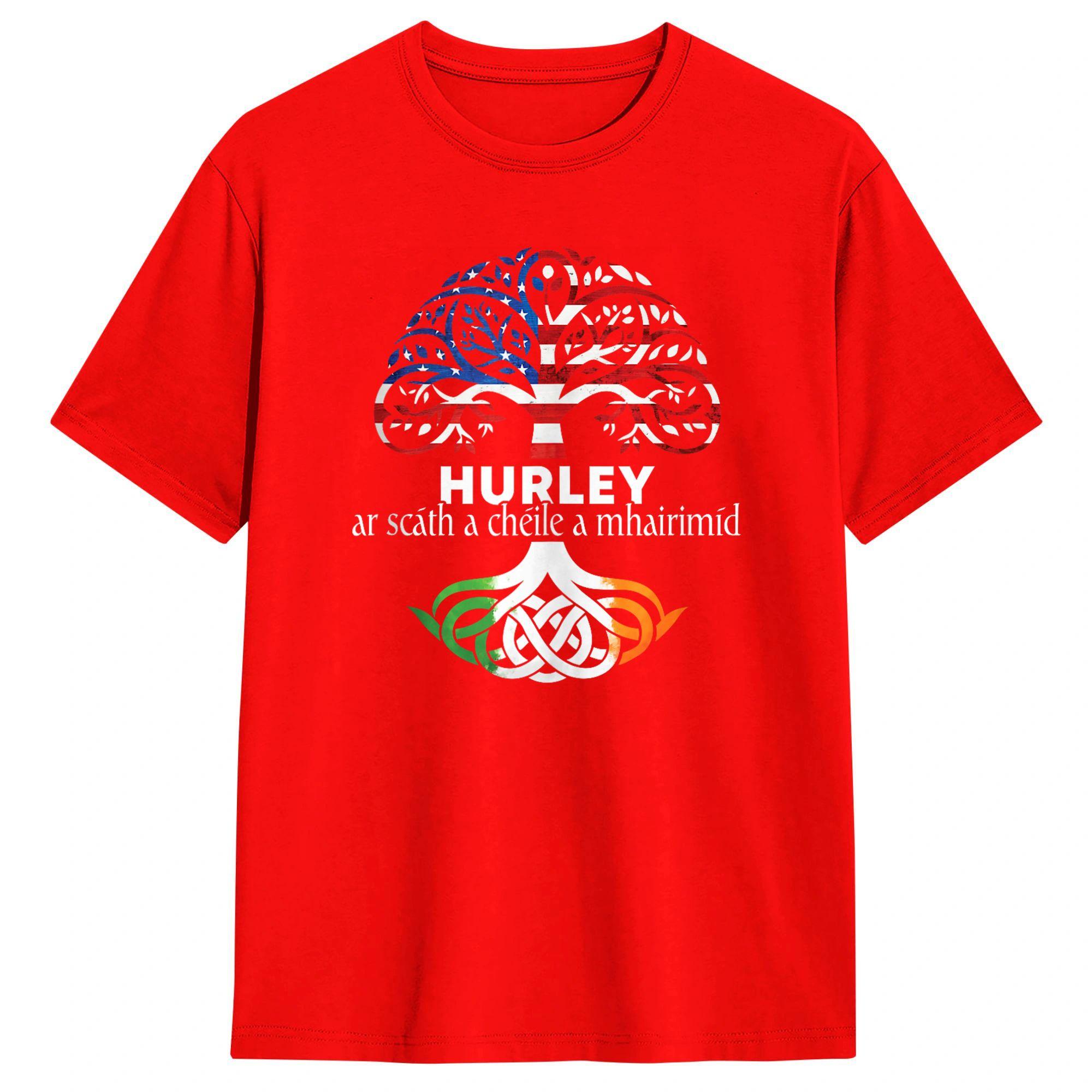 Hurley Irish Family Name Celtic Irish Roots TShirt Summer Cotton T Shirts Men Harajuku Casual Tshirt ShortSleeved Awesome Tees S