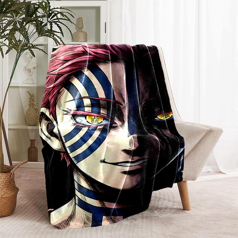 Demon Slayer Akaza printed throw blanket—lightweight,soft,warm;versatile blanket for all seasons—perfect as &air-conditioning throw,nap blanket