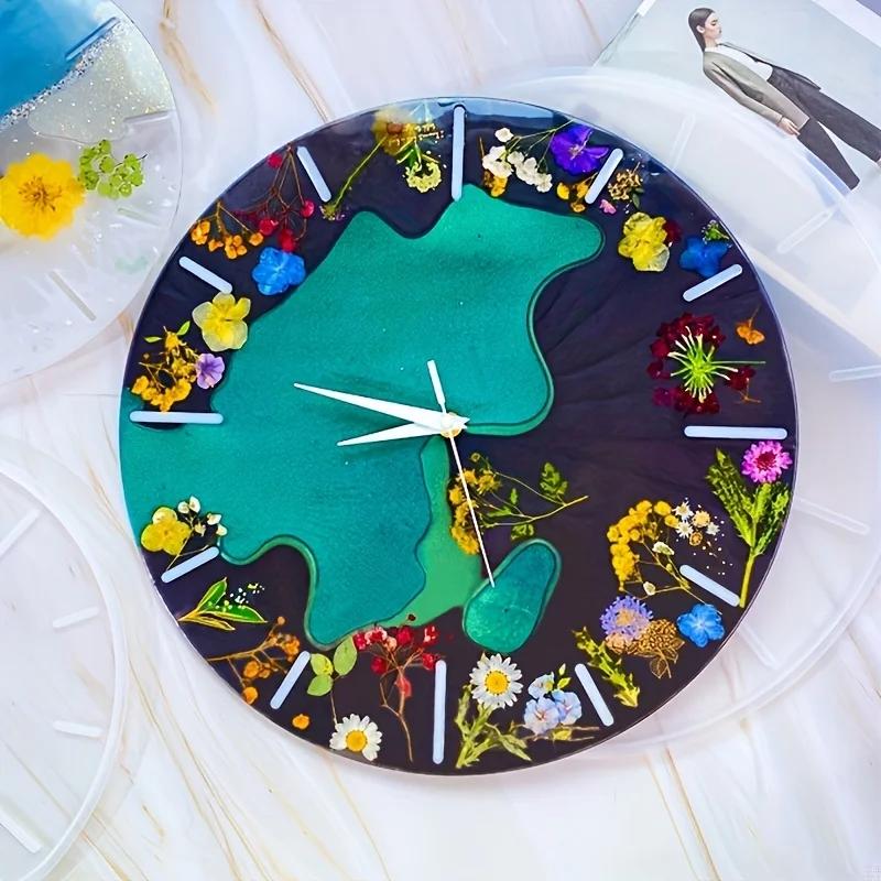 Large Clock Resin Mold,Round Clock Silicone Mold Wall Hanging Clock Epoxy Mold with Pointer for DIY Crafts Jewelry Making Resin