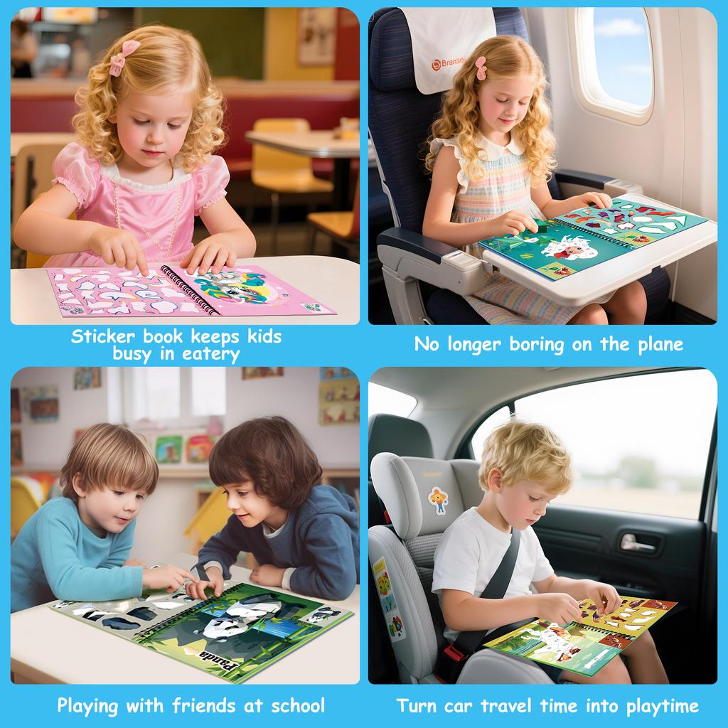 Stickers Paint Book For Kids Christmas Gifts Toddler Travel Toy Paint By Sticker For Airplane Car Sticker by Number Brain Games