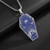 Retro Bat Coffin Castle Badge Stainless Steel Pendant Necklace for Men and Women Punk Halloween Jewelry Gift
