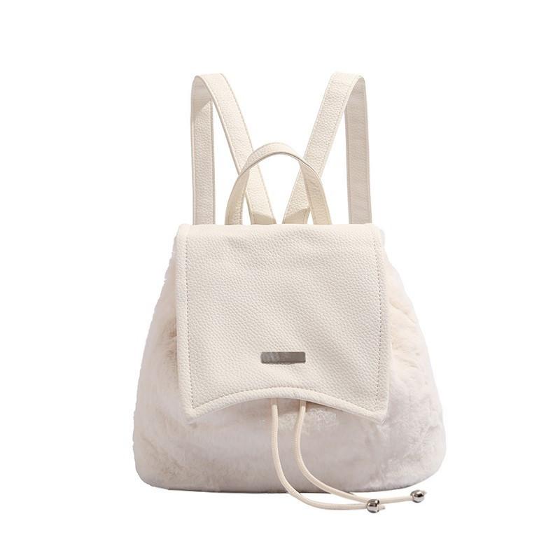 Autumn Winter Bag Women 2024 New Furry Bag High-end Plush Backpack Drawstring Large Capacity Single Shoulder Small Backpack
