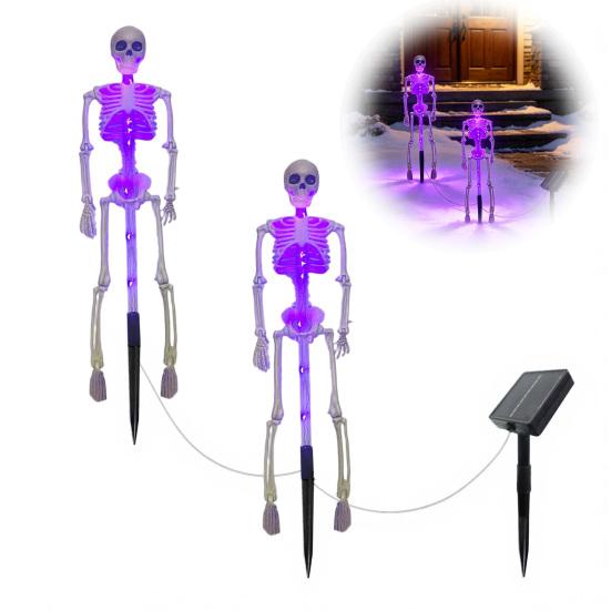 Halloween Party Decoration 3D Skeleton Solar Garden Lamp, Spooky Human Pathway Outdoor Decorations Lights, Waterproof Resin Stake Lights for Yard Lawn