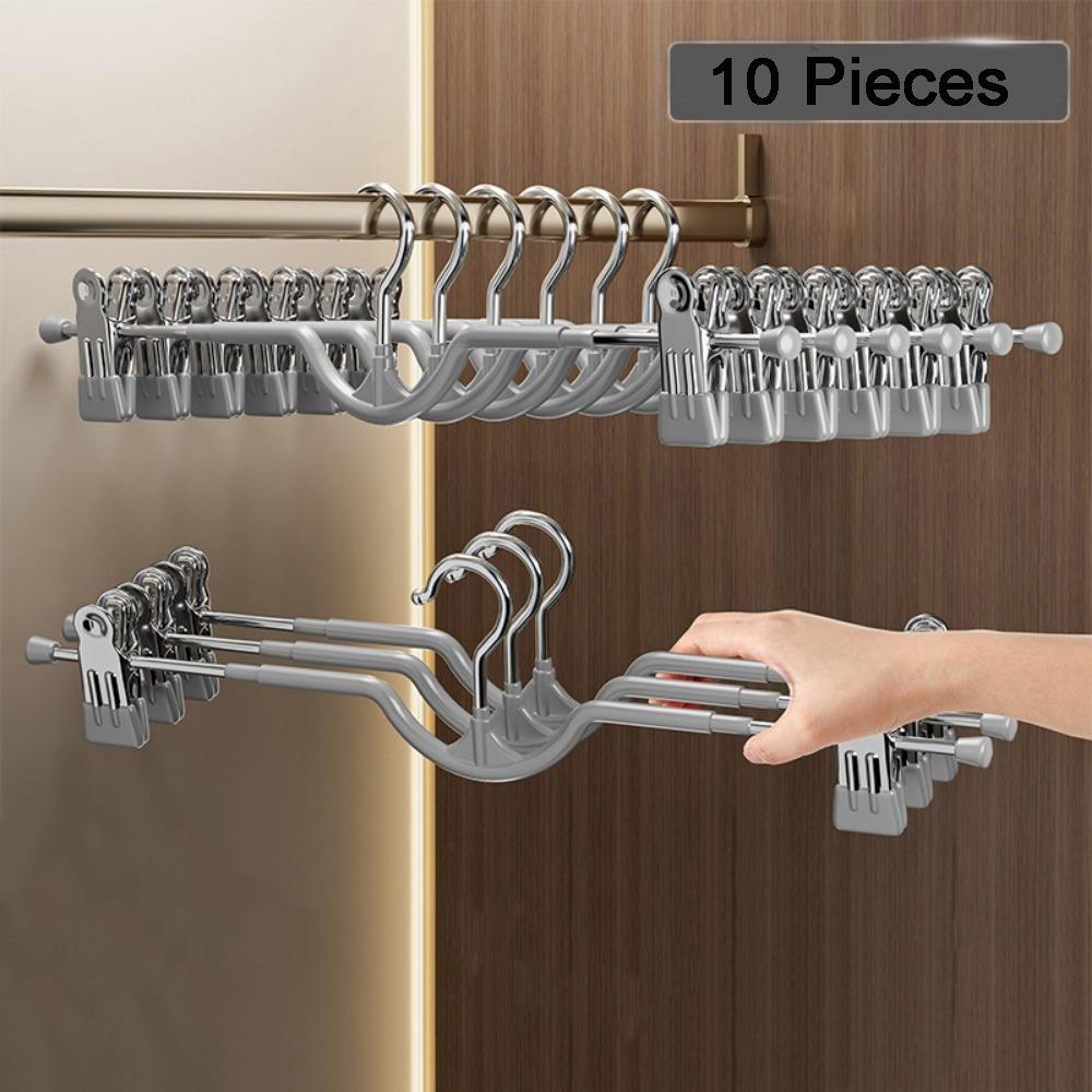 10PCS Non-slip Short Neck Trouser Clip Stainless Steel Adjustable Trouser Hanger  Women's Skirt
