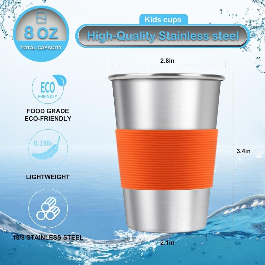 

Кружки из нержавеющей стали с силиконовыми рукавами 8 унций 240 мл 4 шт. Кружки-тамблеры из нержавеющей стали Кемпинговые кружки из нержавеющей стали Складывающиеся United States