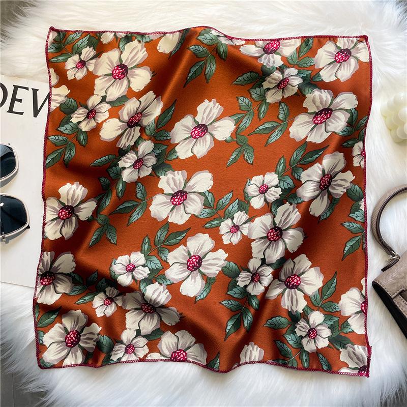 50 * 50 cm vår och höst sidensjalar Mångsidig dekoration Professionell små fyrkantiga halsdukar Nackskydd Bindningsväska