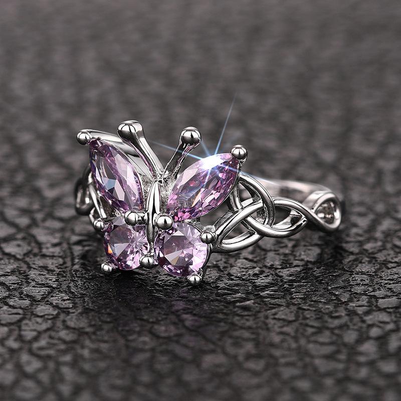 Korean Version of the Hot-selling Sweet and Cool Butterfly Single Ring for Women, Fashionable and Exquisite Personalized Design Rings, Popular Jewelry