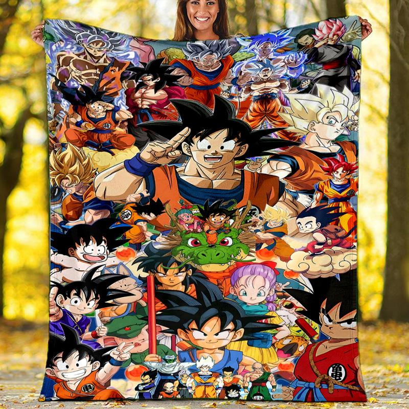 1pc Dragon Ball3 Theme Blanket - Digital Print, Polyester, Cozy for All Seasons, Perfect for Outdoor, Camping, and Travel