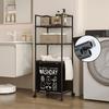 Sturdy Metal Frame Laundry Hamper Rolling Wheels Foldable Designs Removable Shelves for Home Organization Daily Use