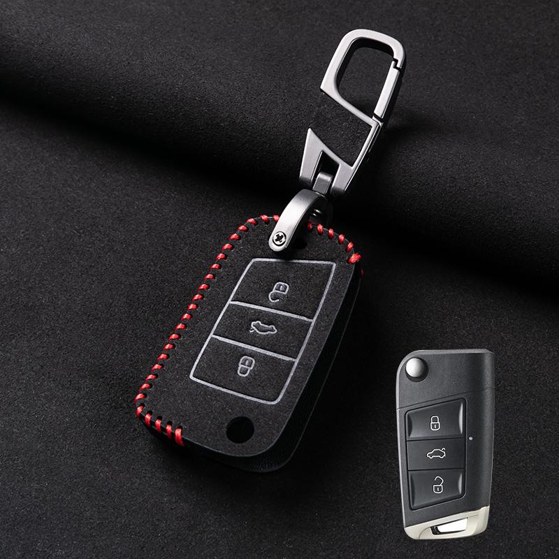 

Leather Car Key Cover Case For Volkswagen Vw Golf 7 Mk7 Vii Gti Tiguan Mk2 Polo Caddy T5 Skoda Octavia A7 Kodiaq Seat Ateca Leon