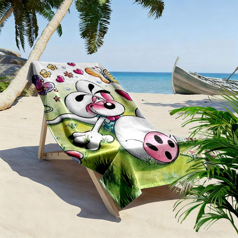 Diddl Cute Print Beach Towel, Large Soft Quick Dry Towel for Beach Camping Swimming