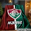 Custom Name Fluminense FC Crest Throws Blanket Flannel Blankets for Couch Bed Gifts for Men Women Picnic Blanket Christmas Fan Gifts