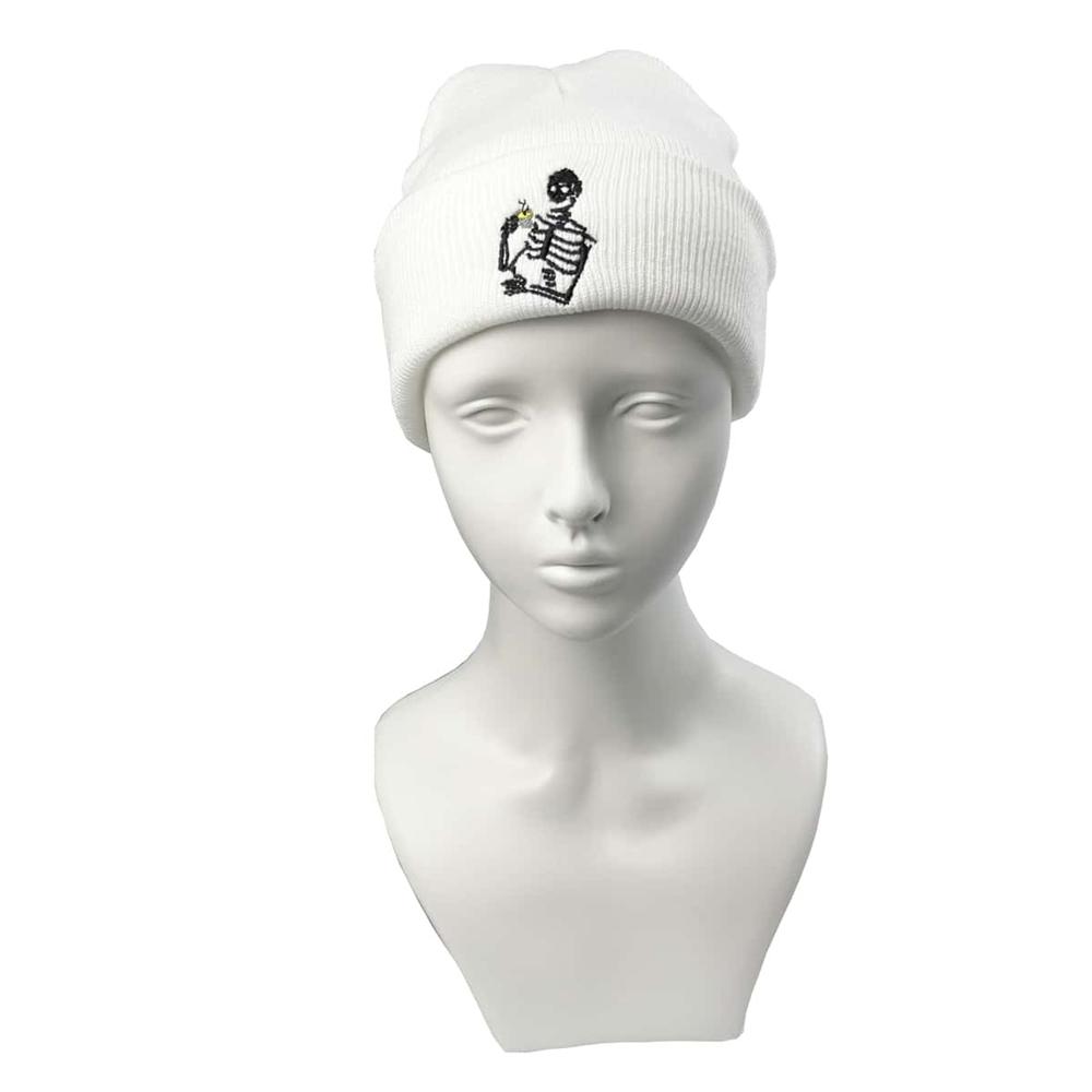 1pc Woolen Cap For Women Warm And Personalized Skull Head Tea-drinking Knitted Cap Fashionable Cold-proof Cap