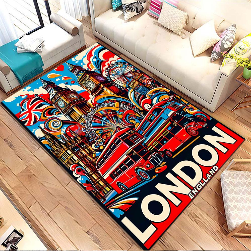 Colorful London Icons Illustration  Patterned carpet
