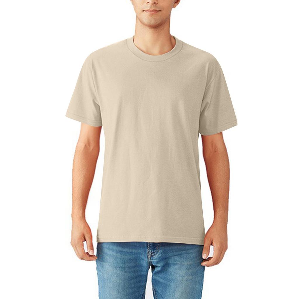 Lockeres einfarbiges Rundhals-T-Shirt gekämmte Baumwolle Herren Kurzarm