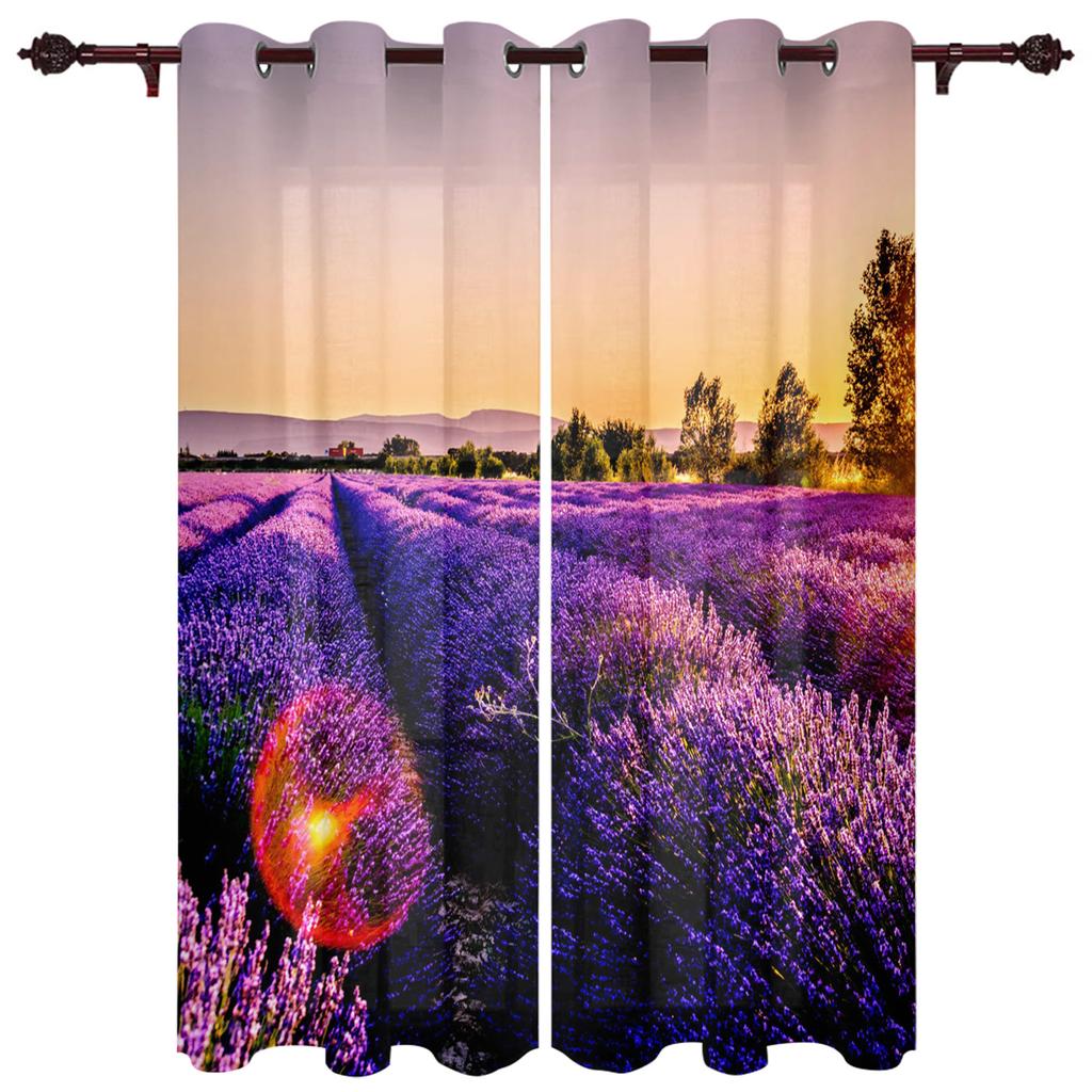 Μωβ Λεβάντα Λουλούδια Πεδίο Καρέκλα Κουρτίνες Παραθύρου Κουρτίνες Κουζίνας Πάνελ Διακόσμησης Σπιτιού Κουρτίνες για Σαλόνι Κουρτίνες για Υπνοδωμάτιο