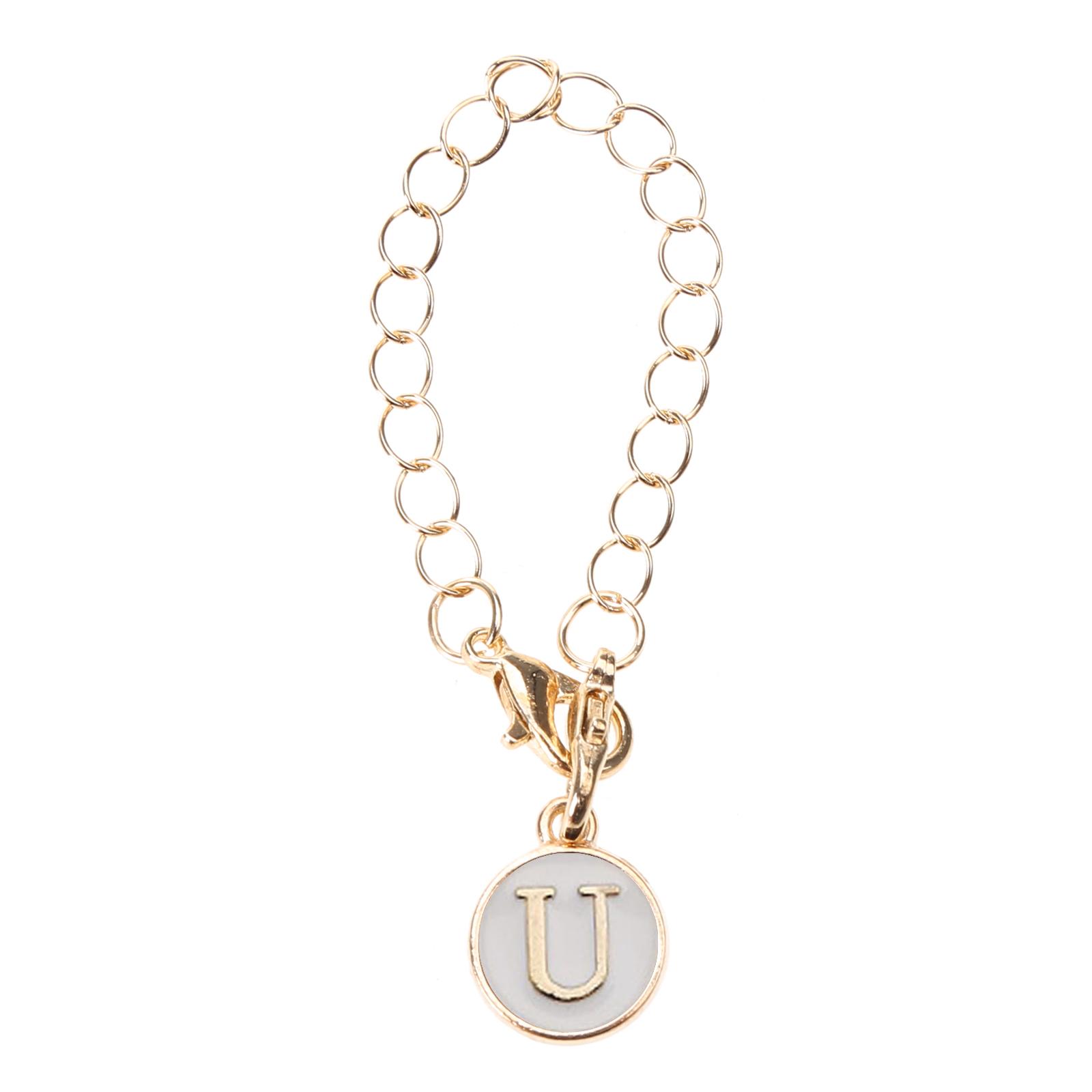 

Letter Charm Accessory for Cup Unique Round Handle Charm for Keychain Backpack Water Cup Handle Chain with Lobster Clasp U білий