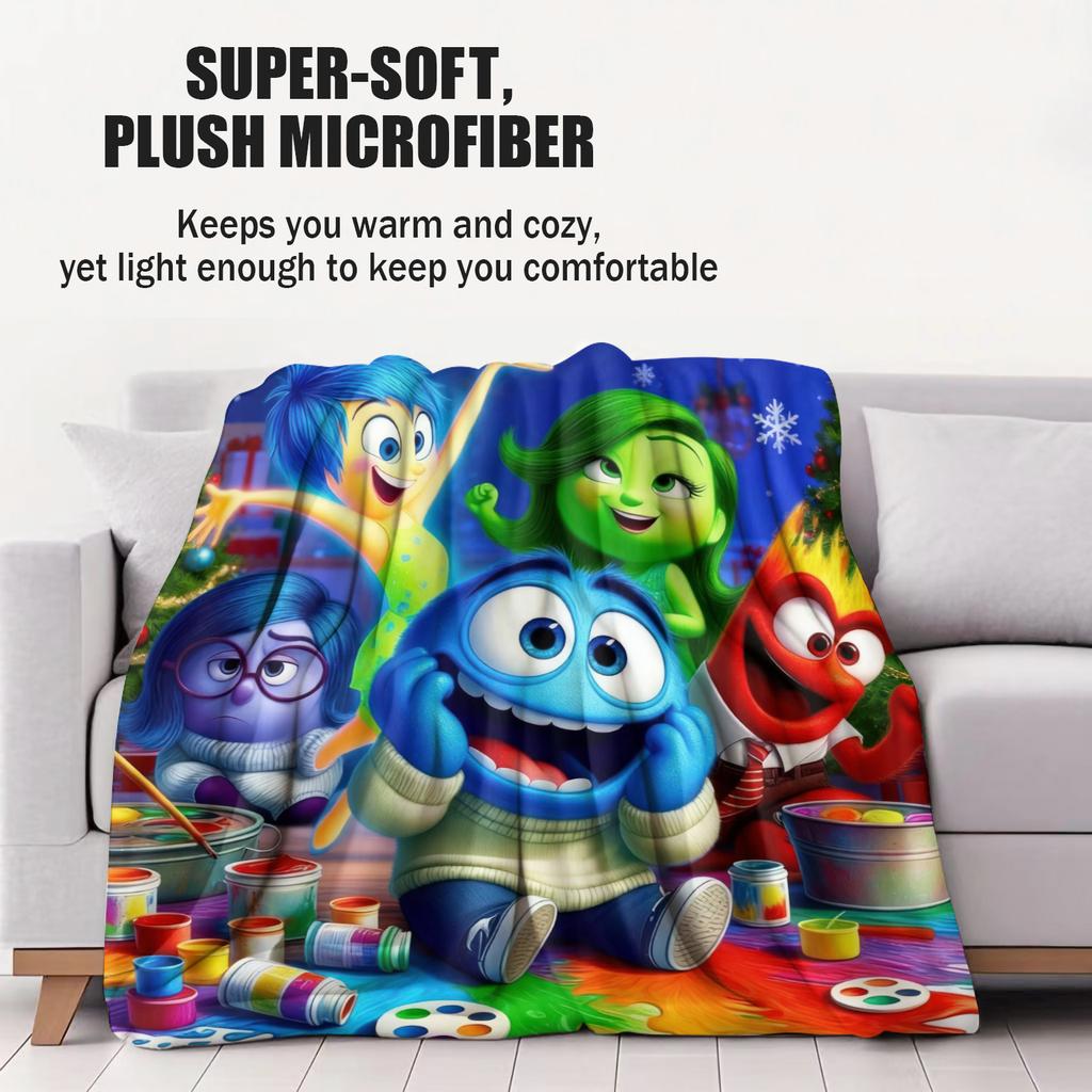 Inside Out Theme Christmas Blanket Quality Winter Soft Warm Throw Blanket Girls Boys Gift For Couch Bed Office Camping Travel
