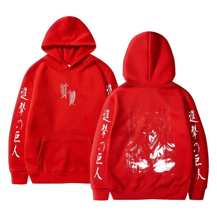 Sudadera con capucha Merch de Eren Jaeger de Attack on Titan Anime para Hombre Mujer Dibujos Animados Manga Cosplay Streetwear Sudadera con Capucha Oversize para Hombre