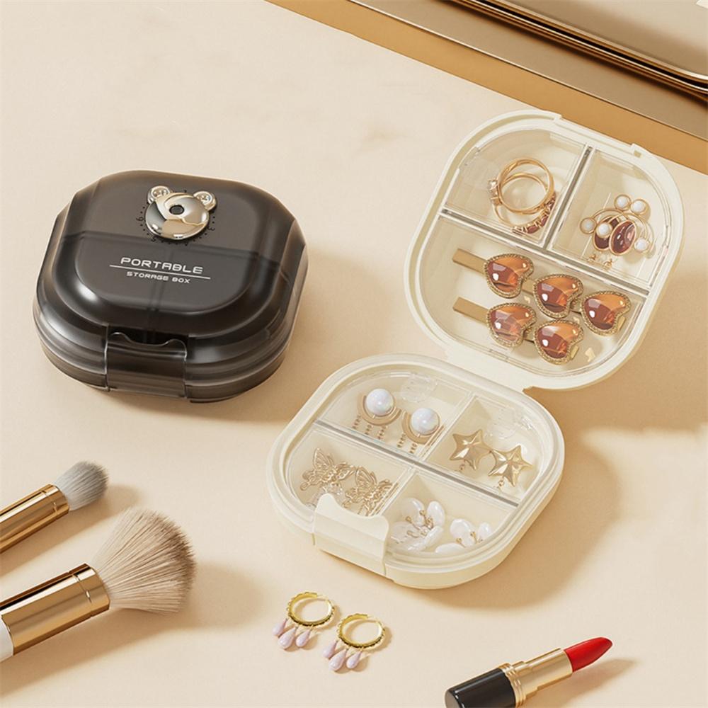 7 Fächer Tragbare Aufbewahrungsbox Haarnadel Ohrringe Halskette Schmuckkästen Mini Bärenmuster Medikamenten Pillendose Reise Trennbox