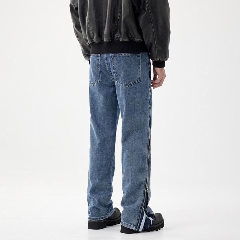 Zipper Jeans Men's Straight Casual Pants New Autumn Leg Long Pants