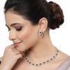 Rhodium-Plated with Silver-Toned White Cubic Zirconia & American Diamond Studded Necklace and Drop Earrings Jewellery Set for Women