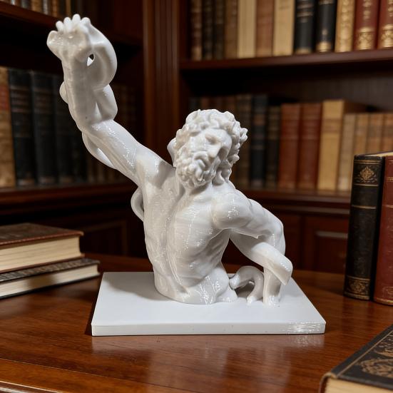 3D Printed Laocoon Bust Sculpture Stable Base Greek Mythology Ornament Ancient Greek Artistic Collectible Figurine Decor for Entrance Living Room