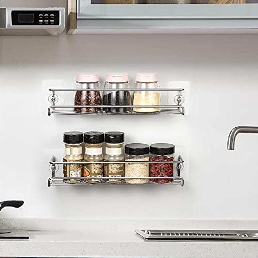 Spice Rack Organiser 2Tier Spice Shelf Storage Racks Wall Mounted for Kitchen Cabinet Pantry Door