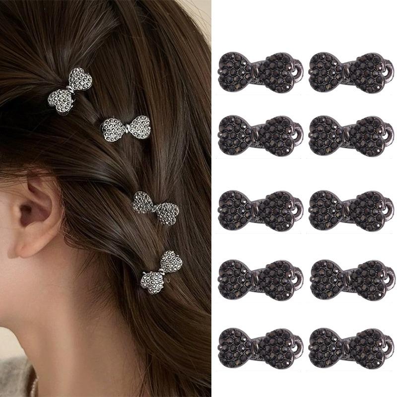 10/1pcs Korean New Fashionable Simple and Versatile Water Diamond Bow Hairpins Women's Side Hairpin Clip Headpiece Hairclips