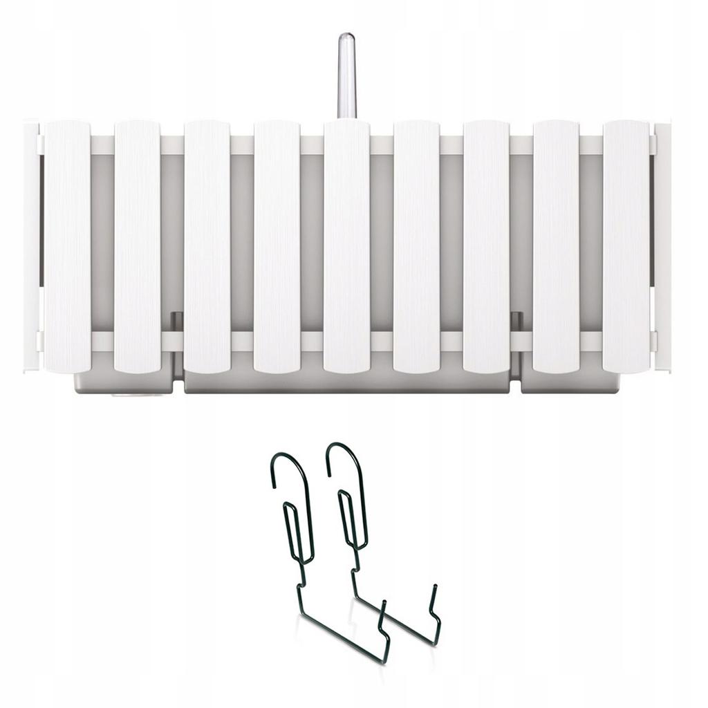 Boardee balcony box with irrigation and hooks, white