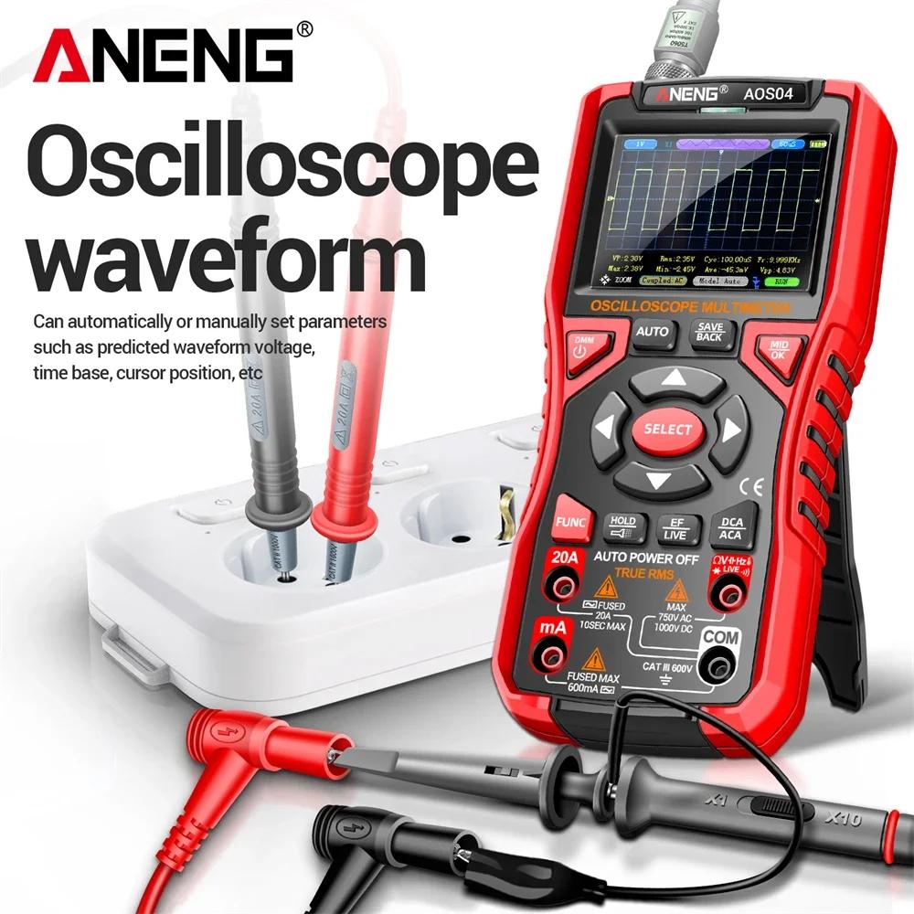 ANENG AOS04 2 in 1 Digital Oscilloscope Multimeter 10Mhz 50MS/s Portable Laboratory Oscilloscope Electrical Repair Oscilloscope with Digital Display