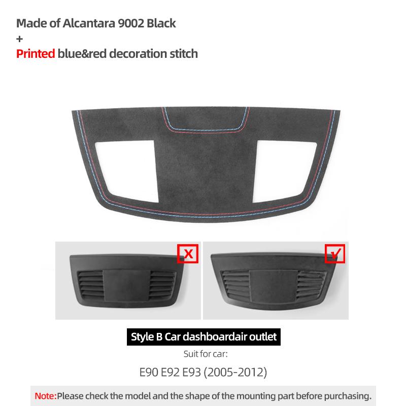 For BMW E90 E92 E93 Made of Alcantara/Carbon Fiber Leather Dashboard Air Vent Outlet Panel Trim Sticker Car Interior Accessories